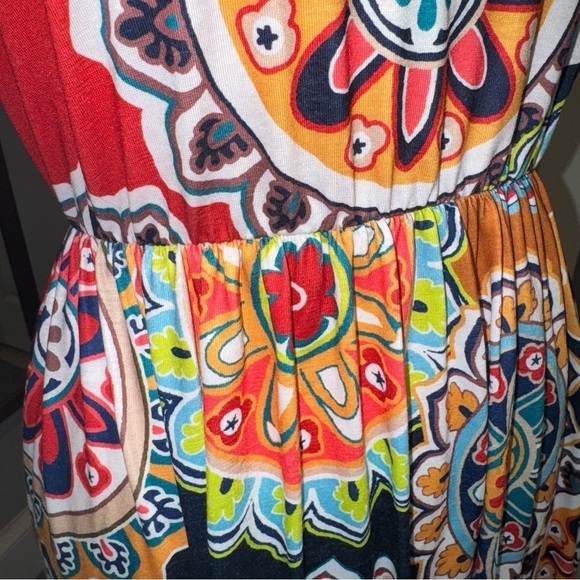 Clear De Vague Mandala Print short sleeved maxi dress with pockets size 2X - Picture 8 of 9